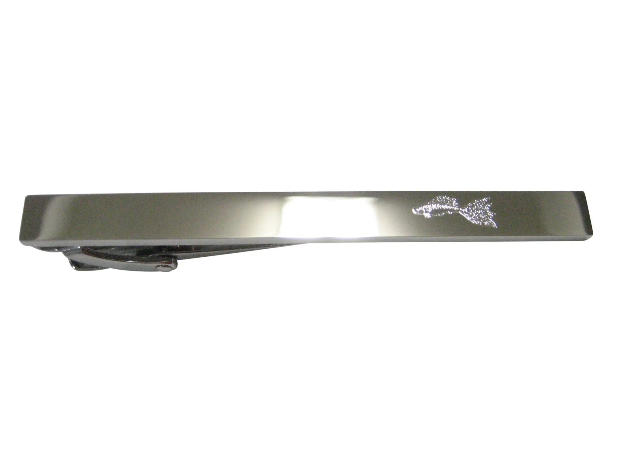 Silver Toned Etched Sleek Guppy Fish Tie Clip