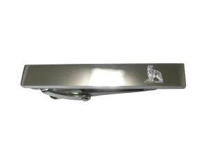 Silver Toned Etched Sleek Hyena Skinny Tie Clip