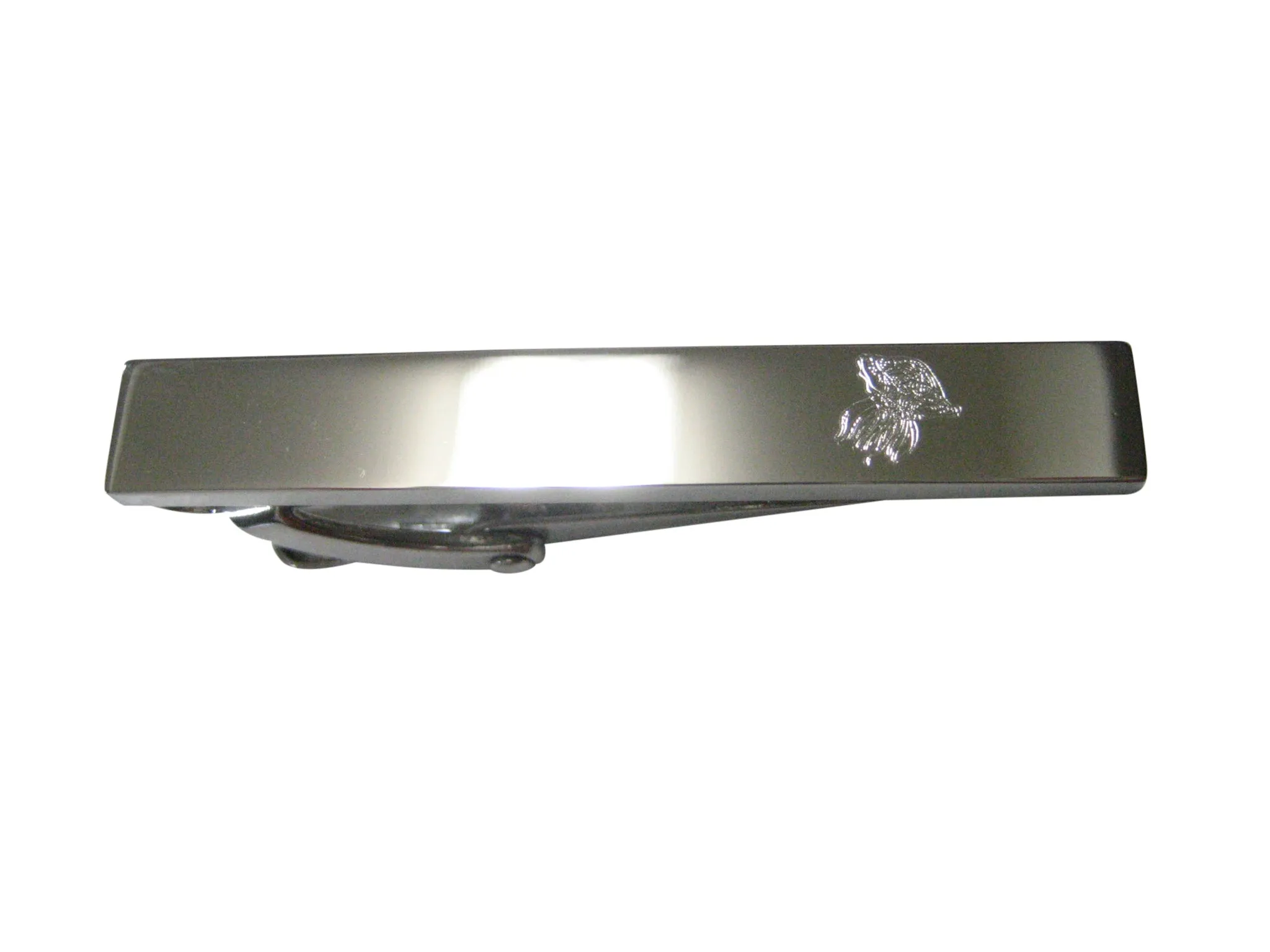 Silver Toned Etched Sleek Jellyfish Skinny Tie Clip