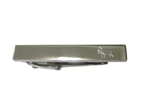 Silver Toned Etched Sleek Left Facing Moose Skinny Tie Clip