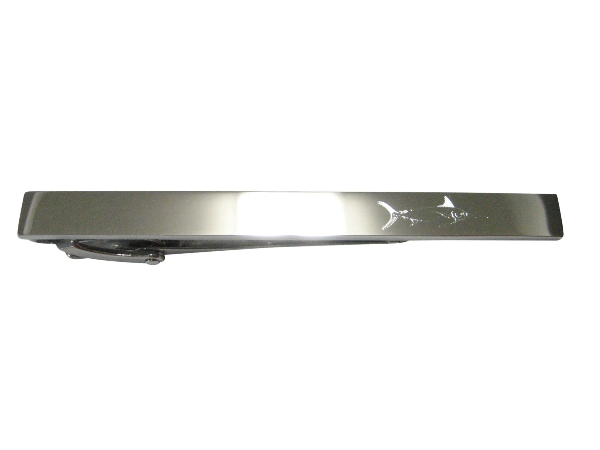 Silver Toned Etched Sleek Marlin Sailfish Tie Clip