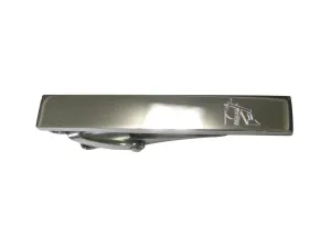Silver Toned Etched Sleek Oil Drill Skinny Tie Clip