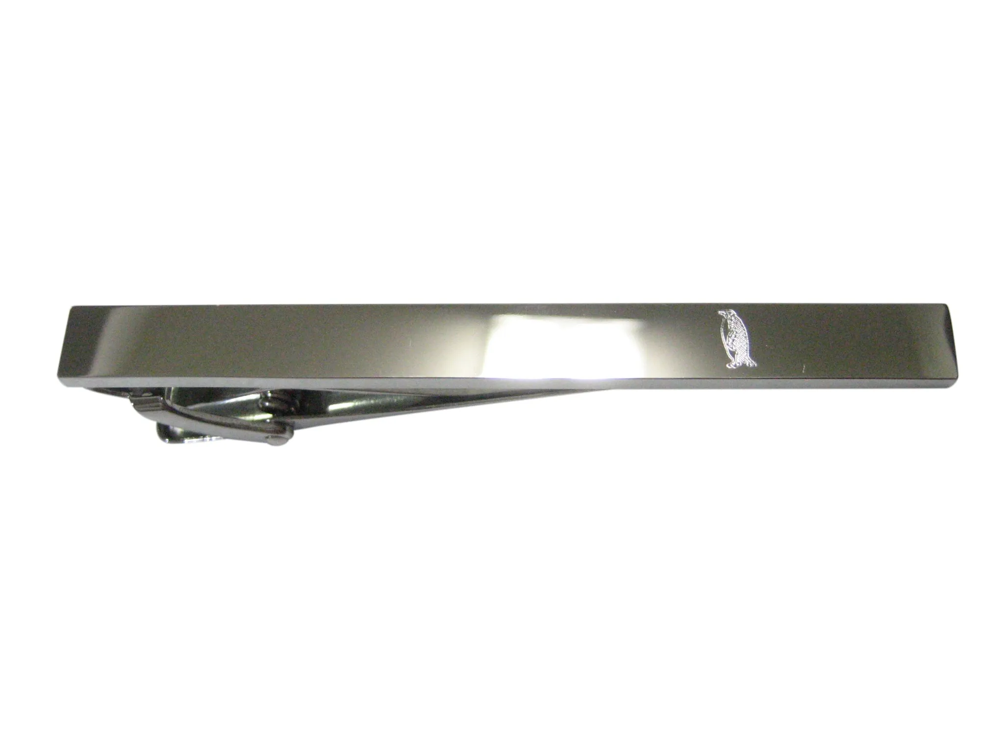 Silver Toned Etched Sleek Penguin Tie Clip