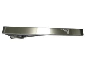 Silver Toned Etched Sleek Retro Handgun Tie Clip