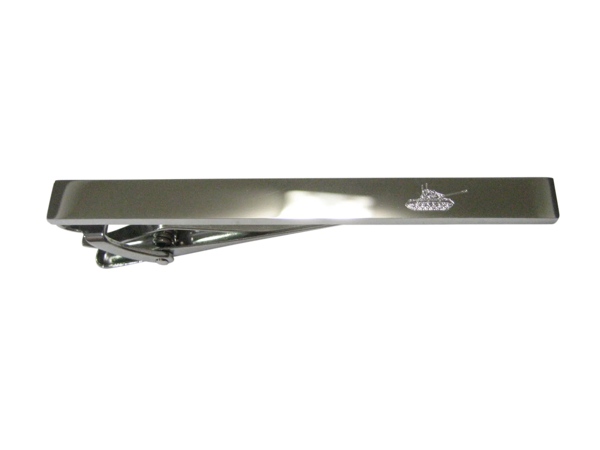 Silver Toned Etched Sleek Simple Tank Tie Clip