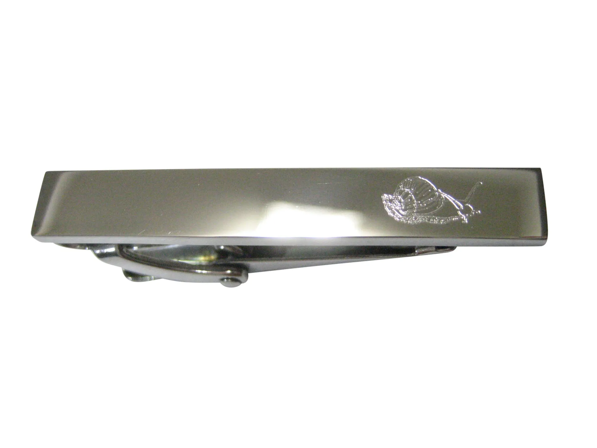 Silver Toned Etched Sleek Snail Skinny Tie Clip