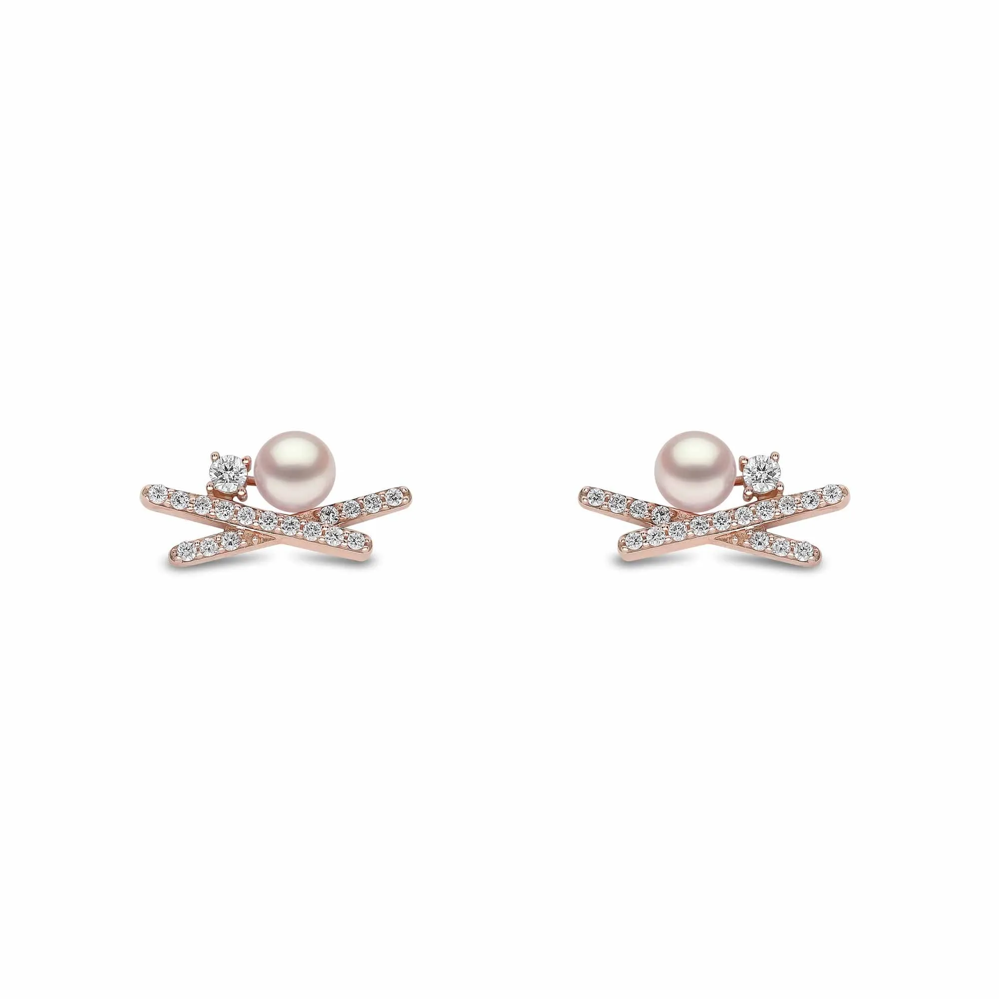 Sleek Akoya Pearl and Diamond Earrings in 18ct Gold