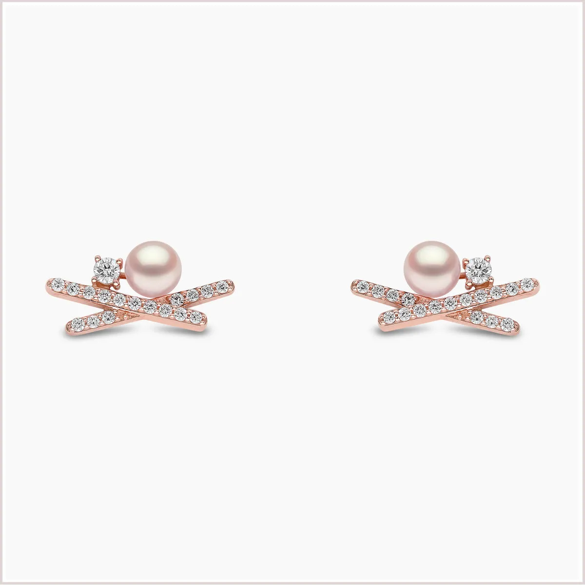 Sleek Akoya Pearl and Diamond Stud Earrings in 18ct Gold