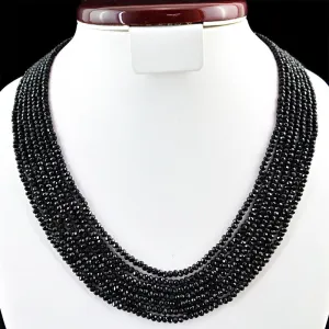 Sleek Black Spinel Gemstones Statement Necklace