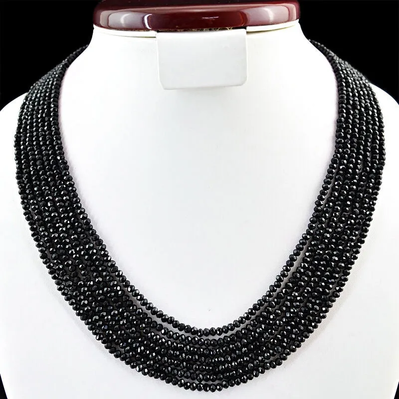 Sleek Black Spinel Gemstones Statement Necklace