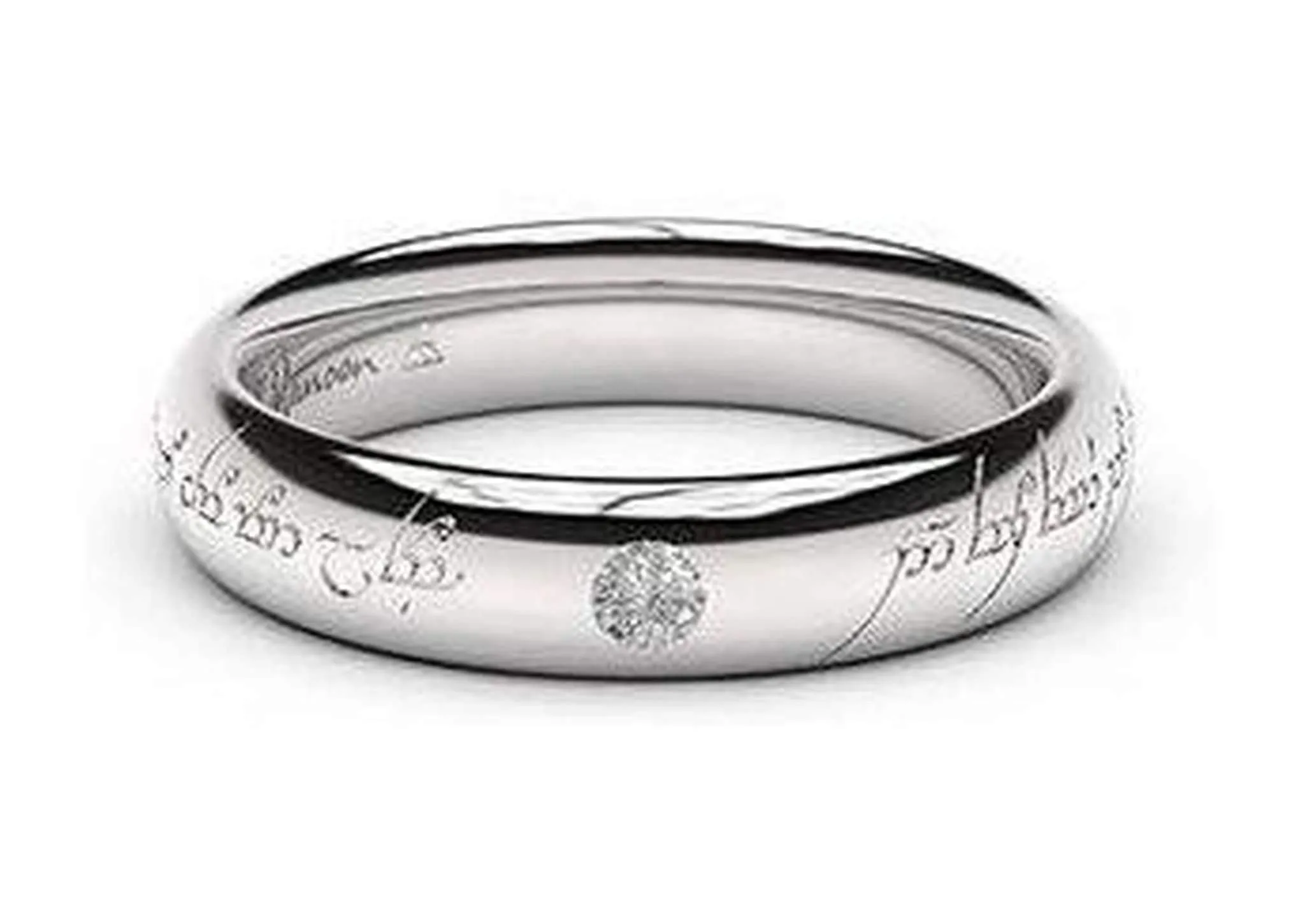 Sleek Elvish Engagement Ring, ~.10ct 14ct White Gold