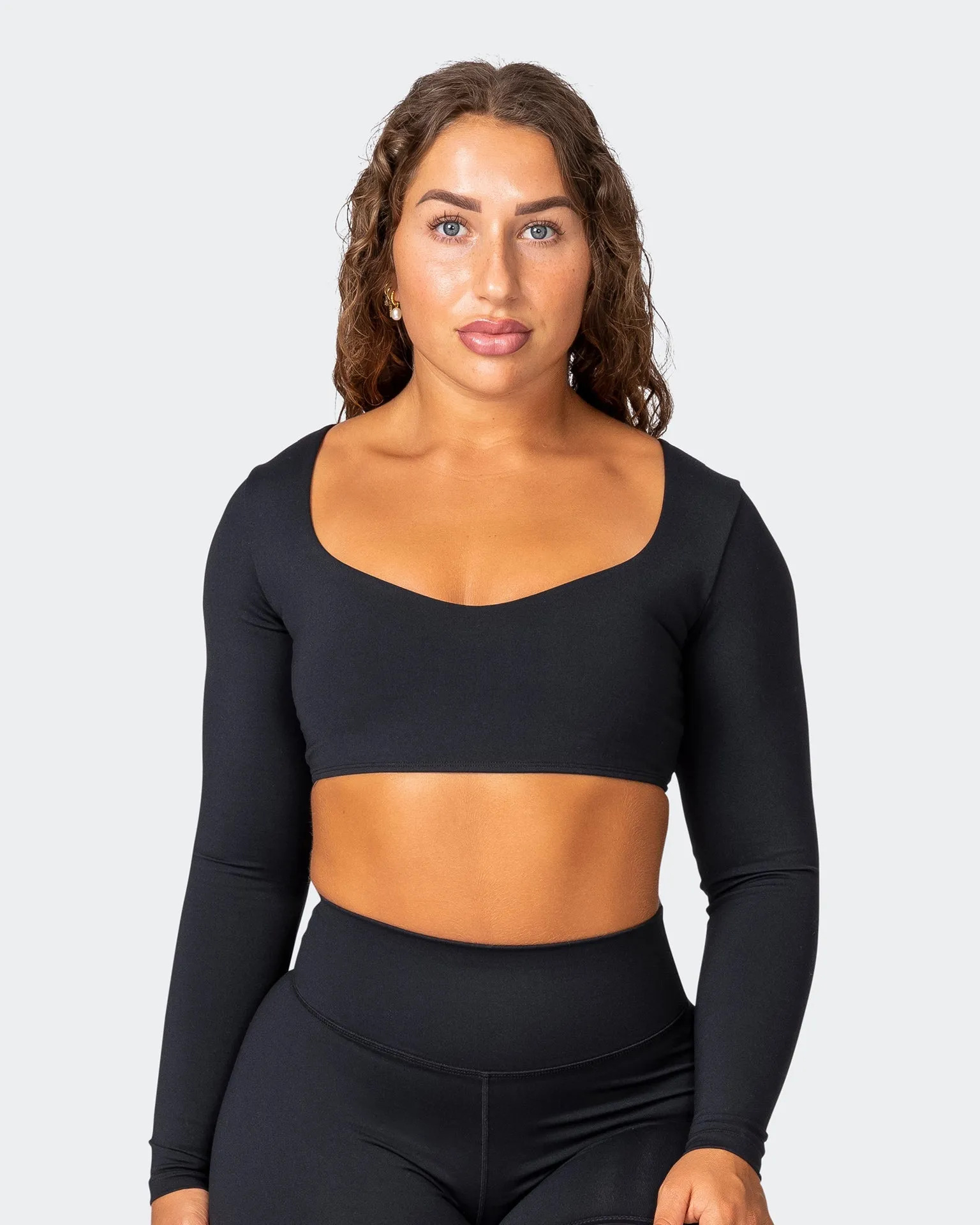 Sleek Long Sleeve Bra - Black