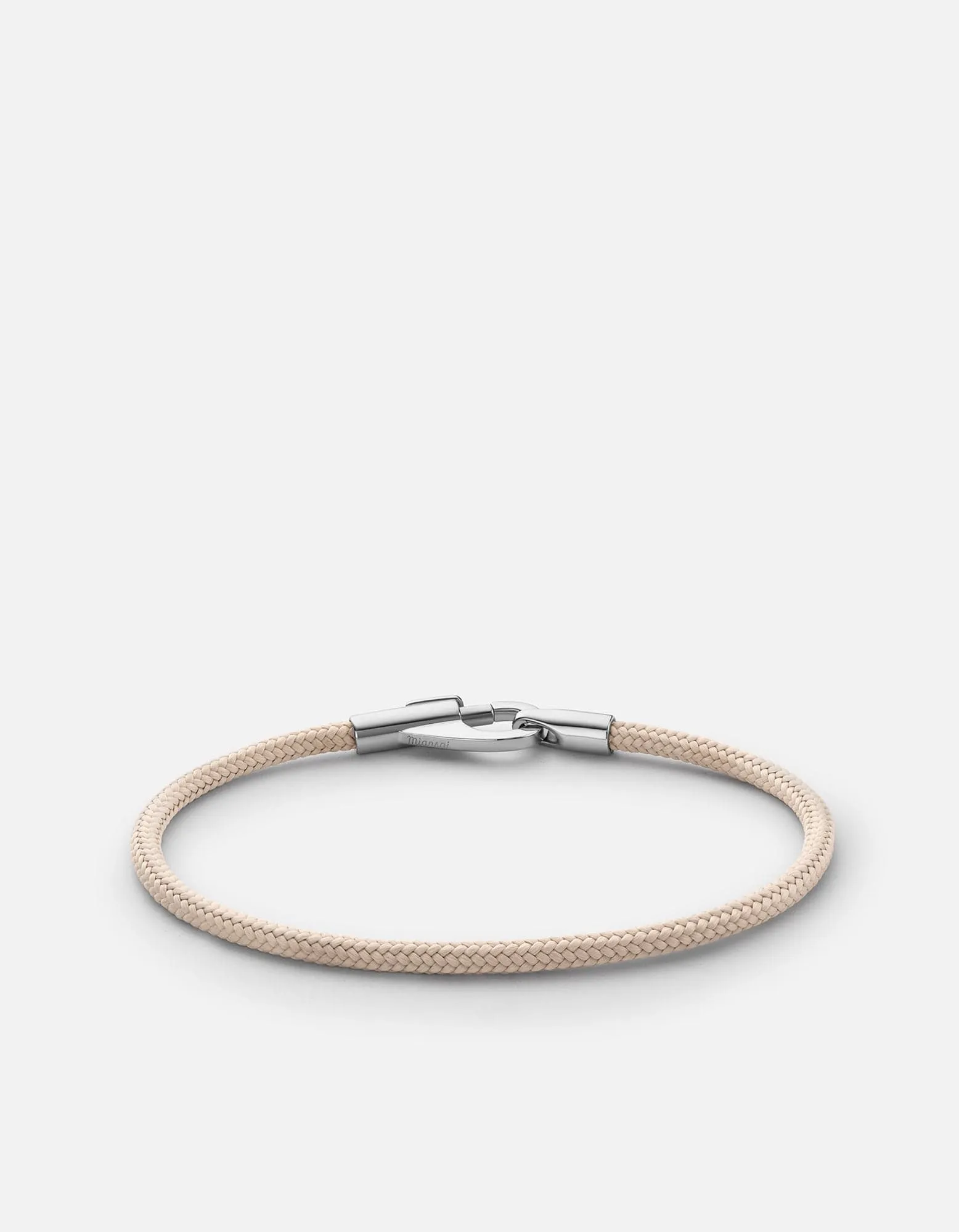 Snap Rope Bracelet, Sterling Silver/Tan