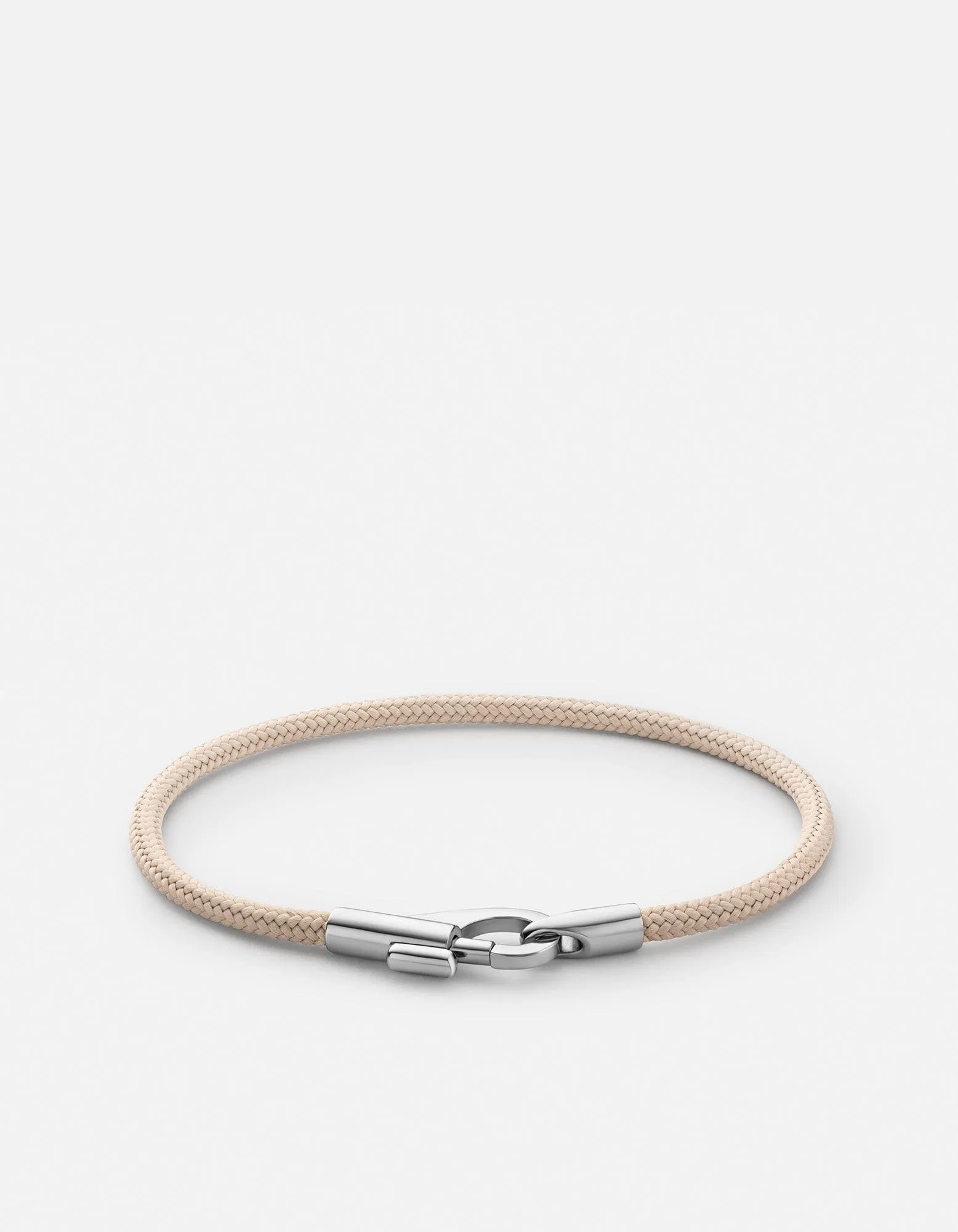 Snap Rope Bracelet, Sterling Silver/Tan