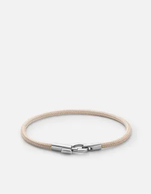 Snap Rope Bracelet, Sterling Silver/Tan