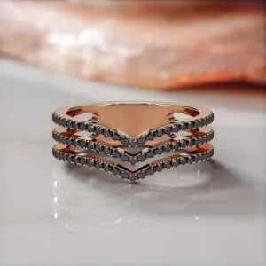Solara - Three-Stripe Natural Black Diamond Wedding RIng