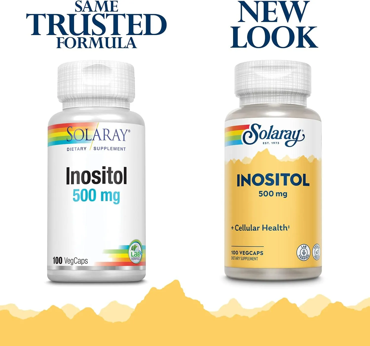 Solaray Inositol 500mg - 100 VegCaps - Non-GMO, Vegan - 100 Servings