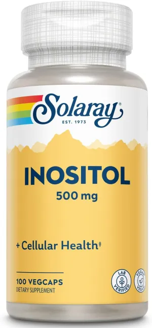 Solaray Inositol 500mg - 100 VegCaps - Non-GMO, Vegan - 100 Servings