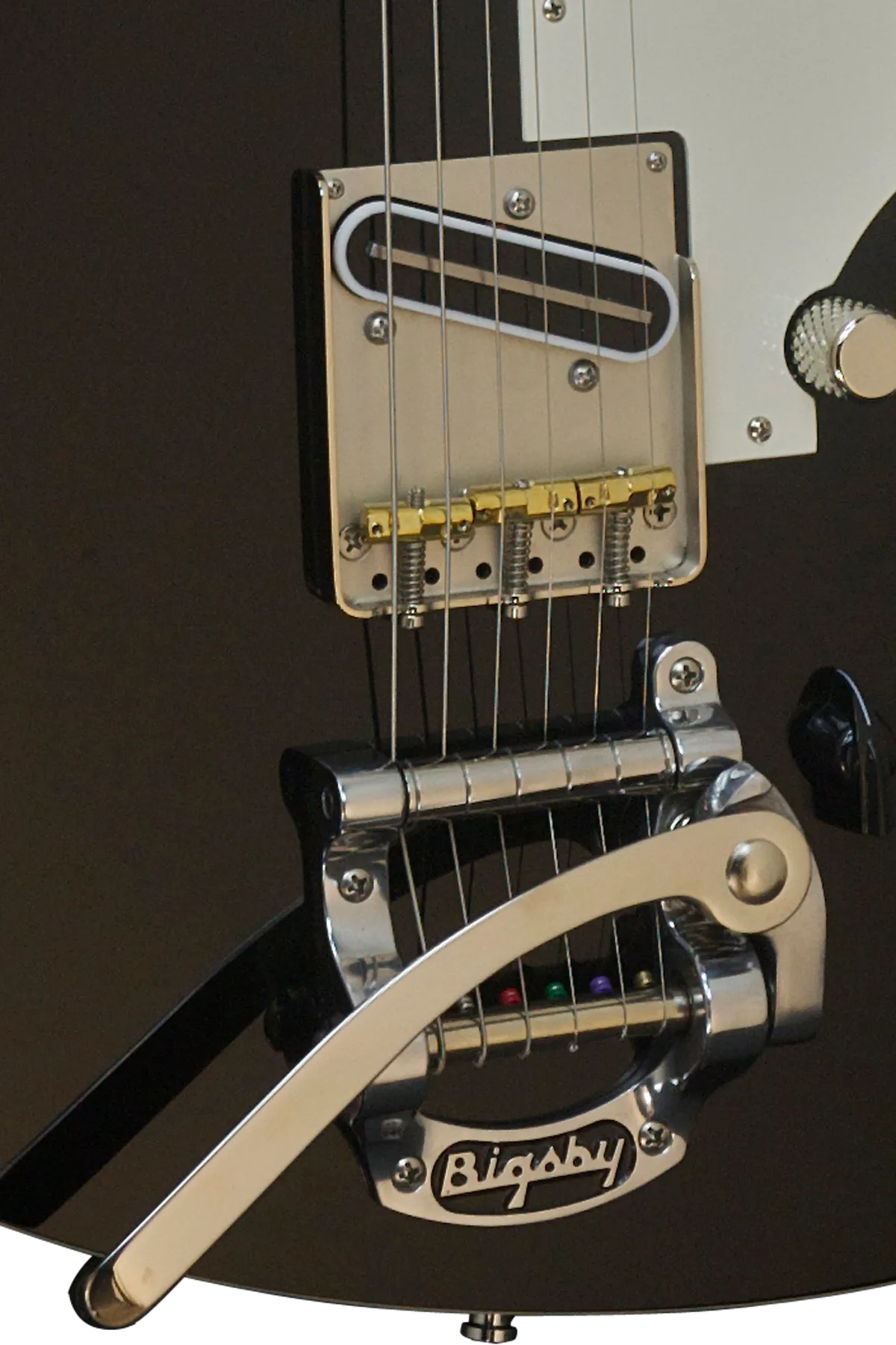 SOLD  Asher T Deluxe Guitar in Black Poly with Bigsby, #854