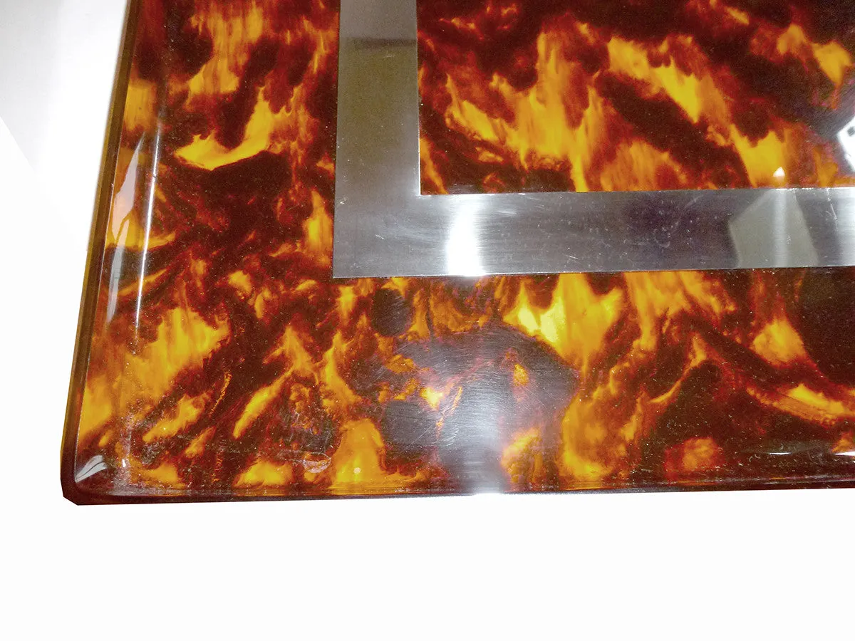 Sold Tortoiseshell-Look Acrylic Tray with Geometric Chrome Inlay