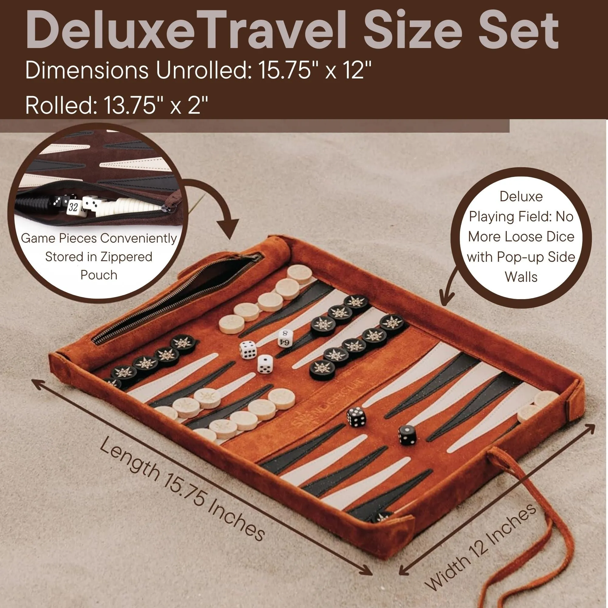 Sondergut Deluxe Roll-Up Travel Backgammon Game