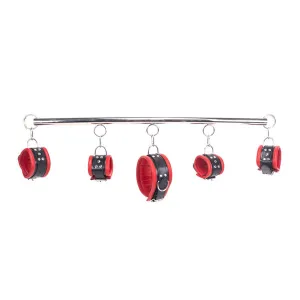Spreidstang - Spreader Bar - Met Collar en 4 Kunstlederen Boeien