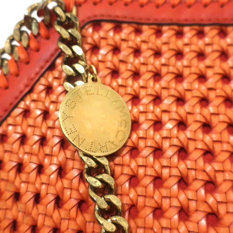 Stella McCartney Woven Falabella Tote Orange Faux Leather Medium Shoulder Bag
