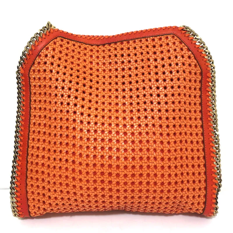 Stella McCartney Woven Falabella Tote Orange Faux Leather Medium Shoulder Bag