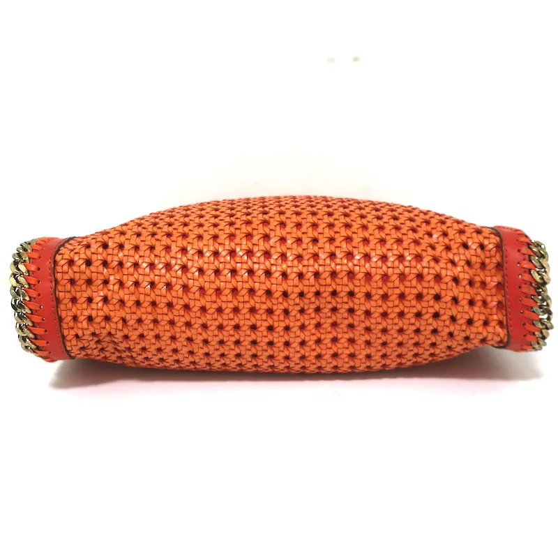 Stella McCartney Woven Falabella Tote Orange Faux Leather Medium Shoulder Bag