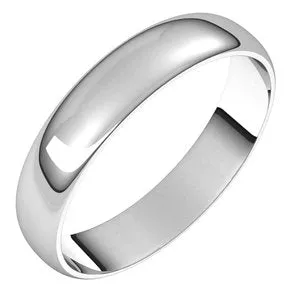 Sterling Silver 4 mm Half Round Ultra-Light Band Size 6