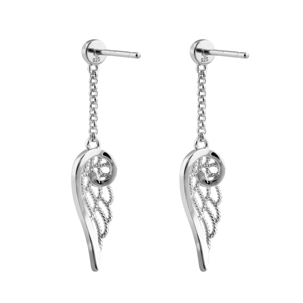 Sterling Silver Dangle Wing Earrings