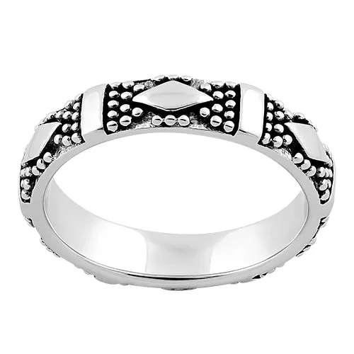 Sterling Silver Diamond Pebbles Band Ring