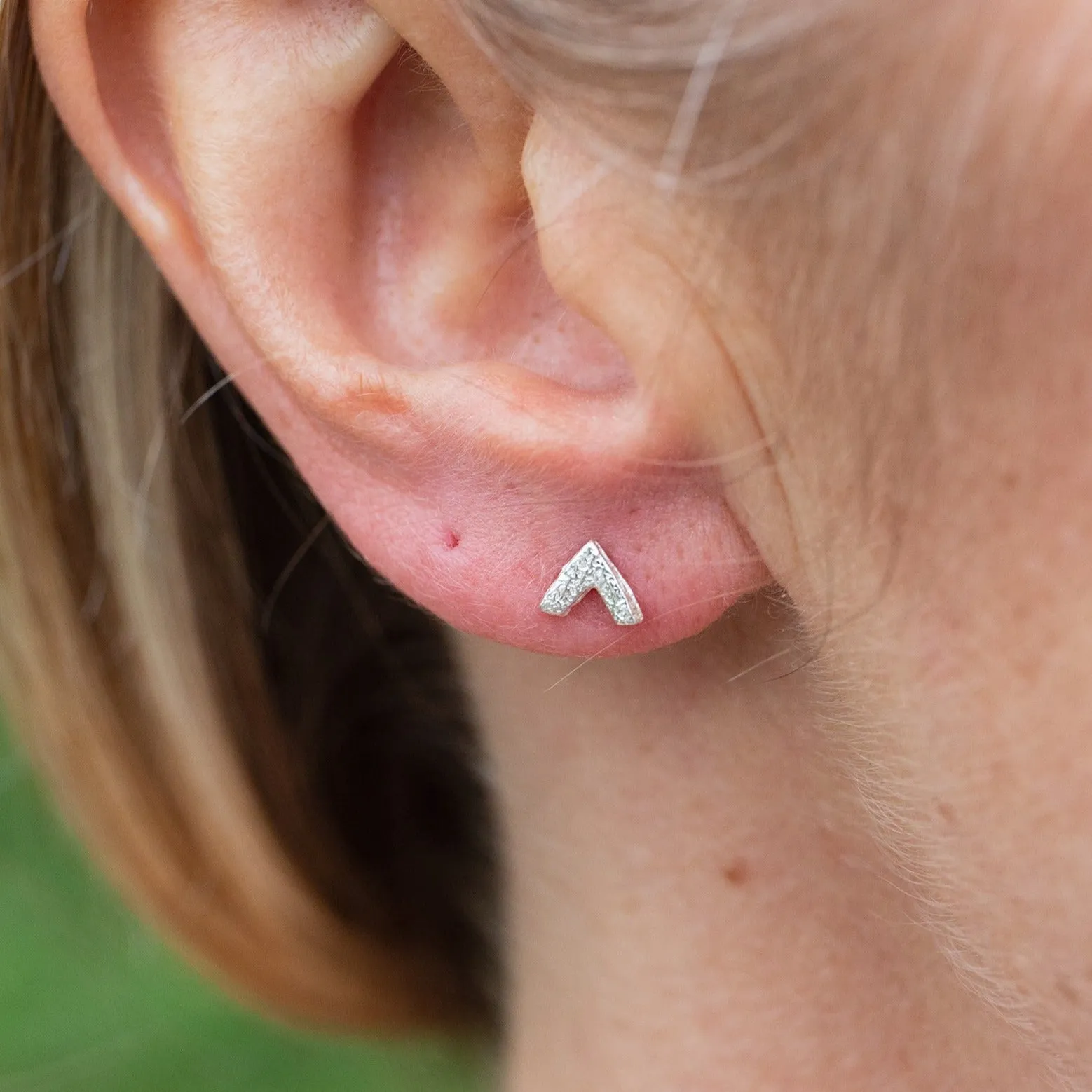 Sterling Silver Mini Studs Chevron