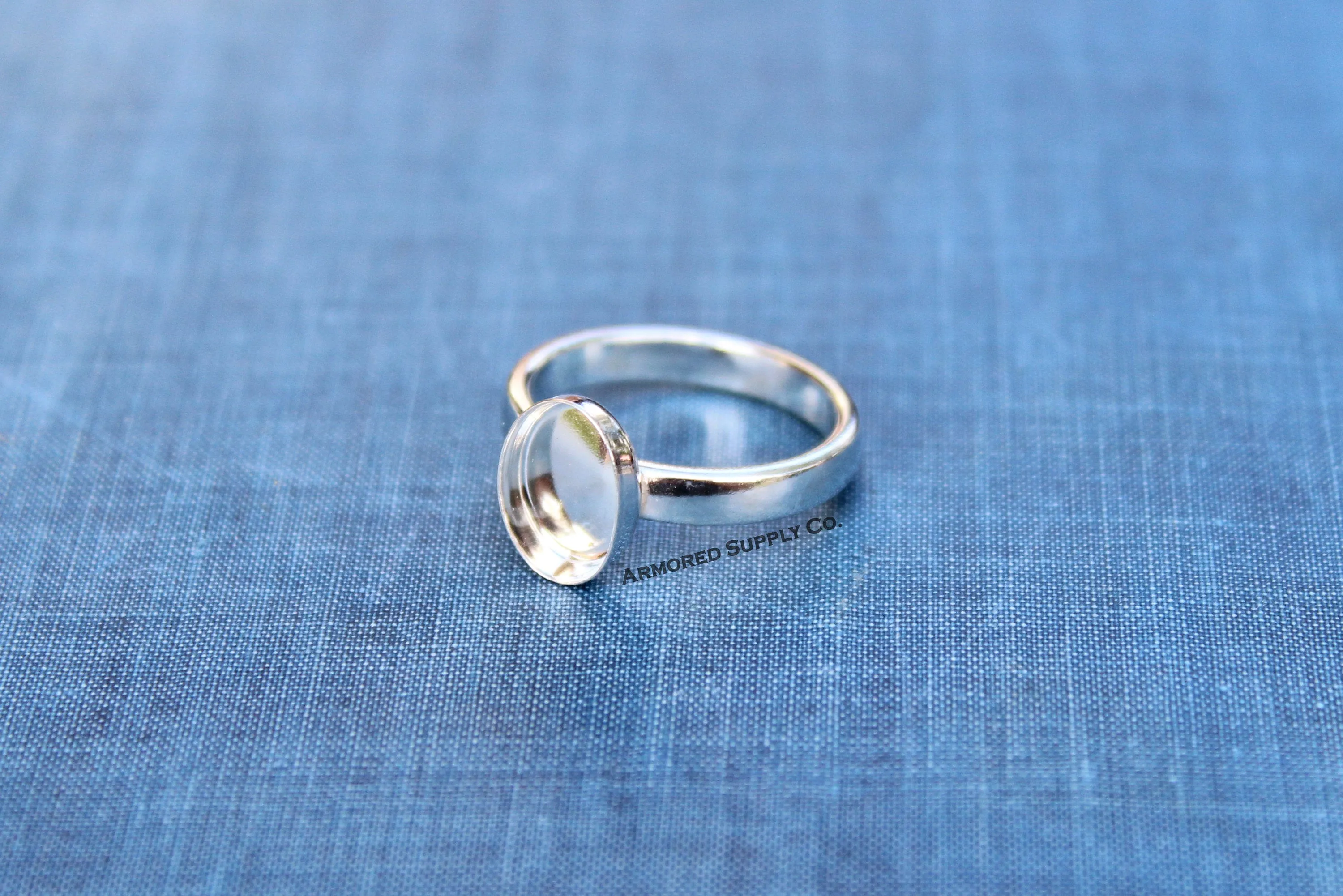 Sterling Silver Oval Bezel Cup Comfort Ring Band blank