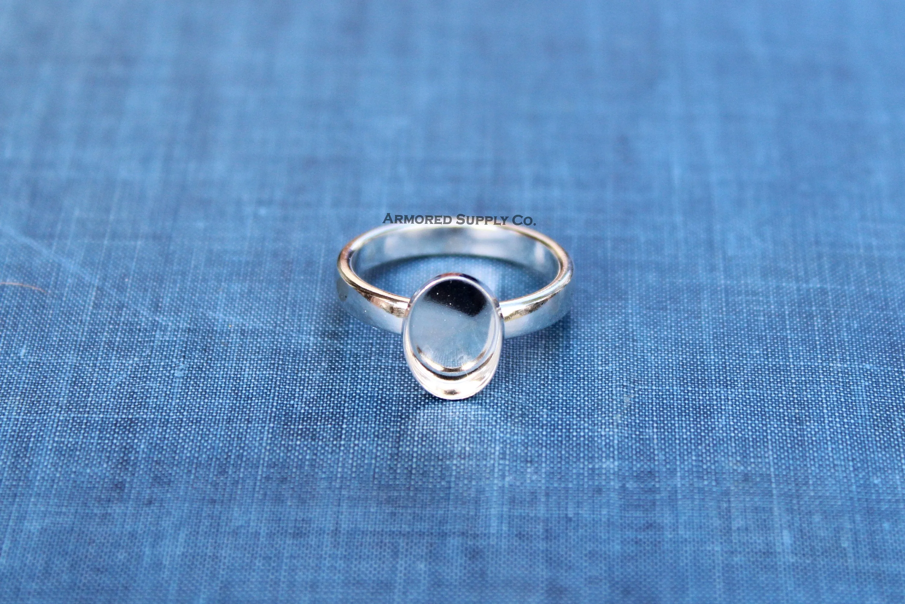 Sterling Silver Oval Bezel Cup Comfort Ring Band blank