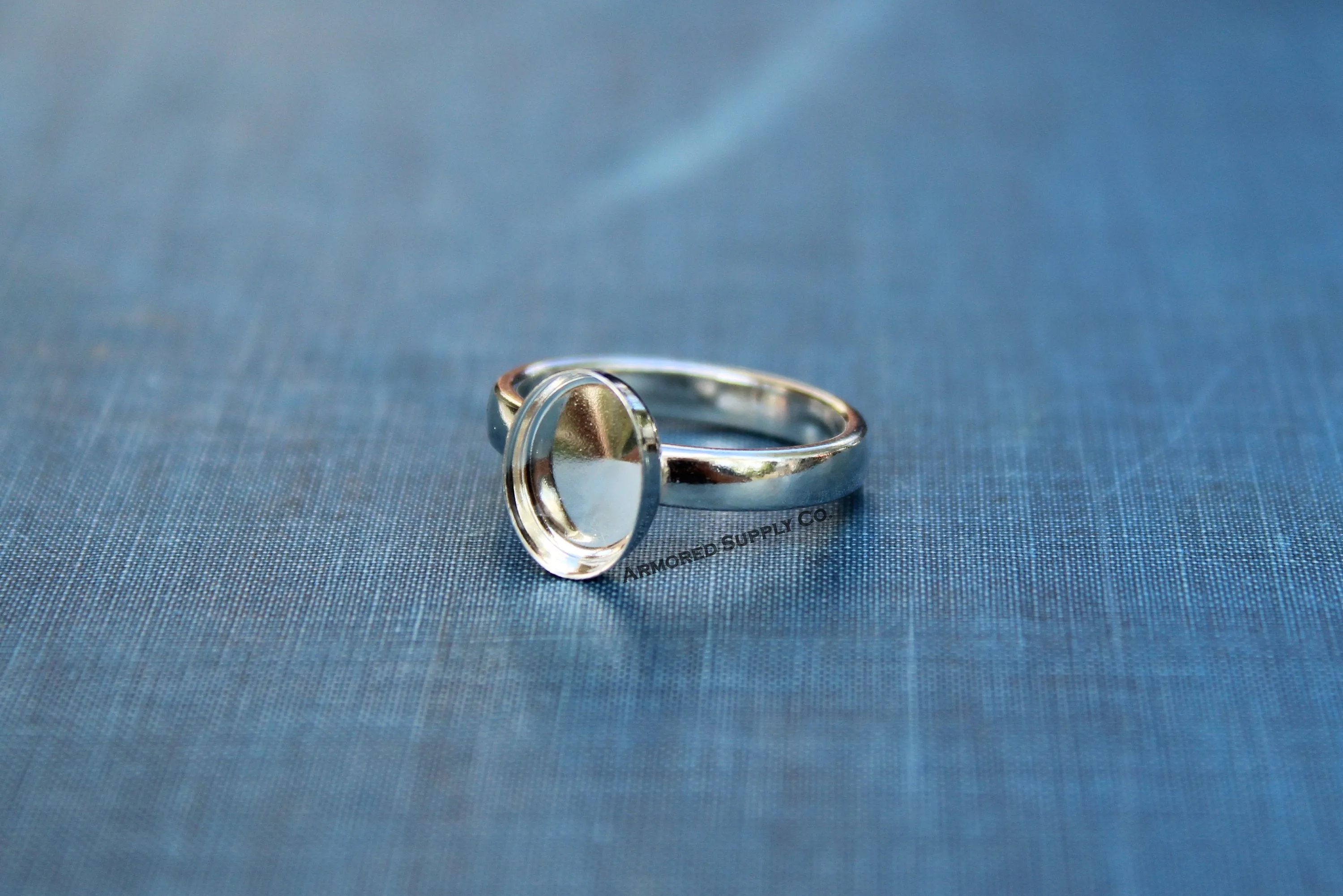 Sterling Silver Oval Bezel Cup Comfort Ring Band blank
