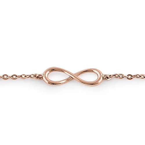 Sterling Silver Rose Gold Plated Triple Infinity Bracelet