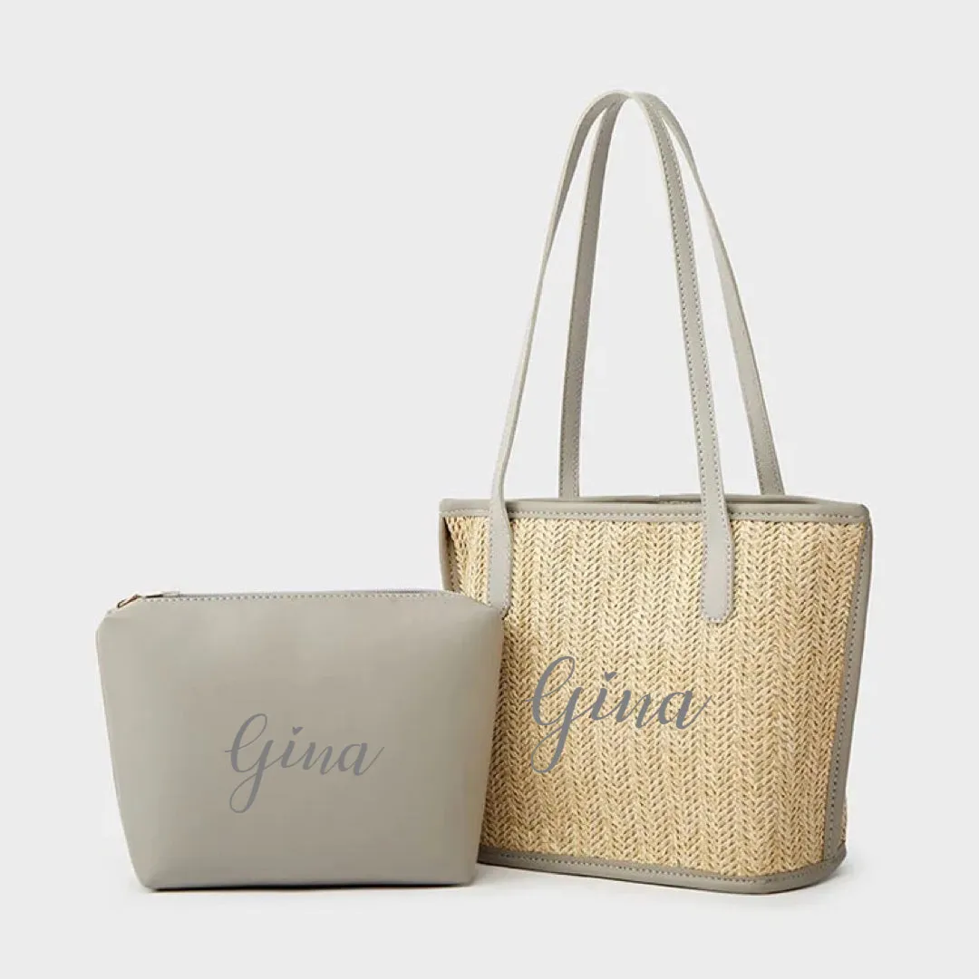 Straw Braided Bag with Inner Pouch
