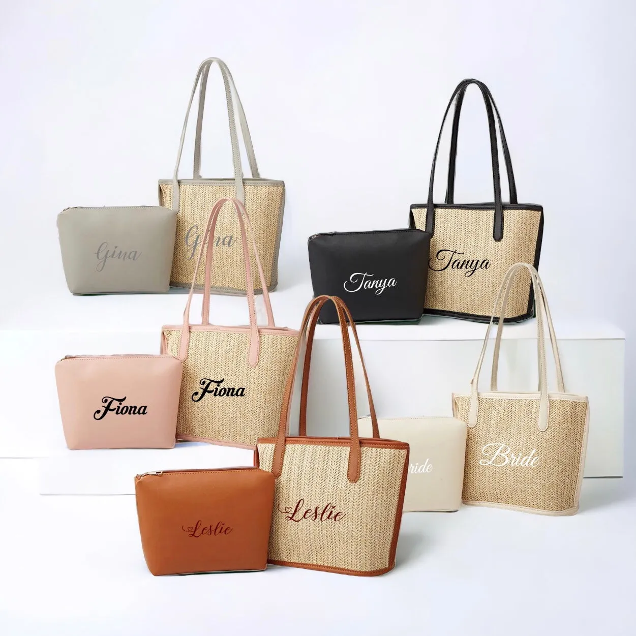 Straw Braided Bag with Inner Pouch