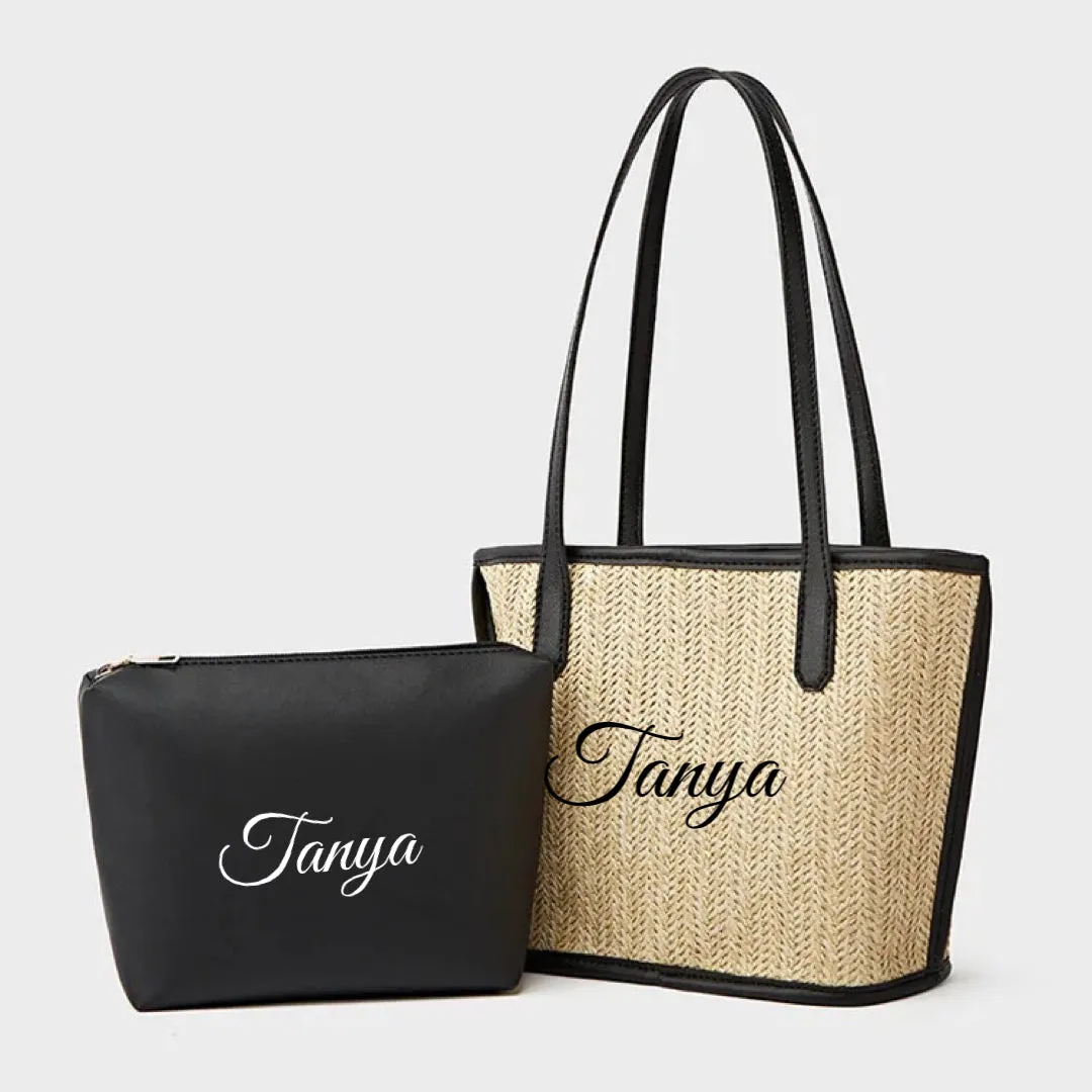 Straw Braided Bag with Inner Pouch