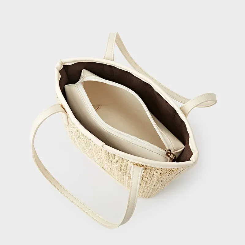 Straw Braided Bag with Inner Pouch