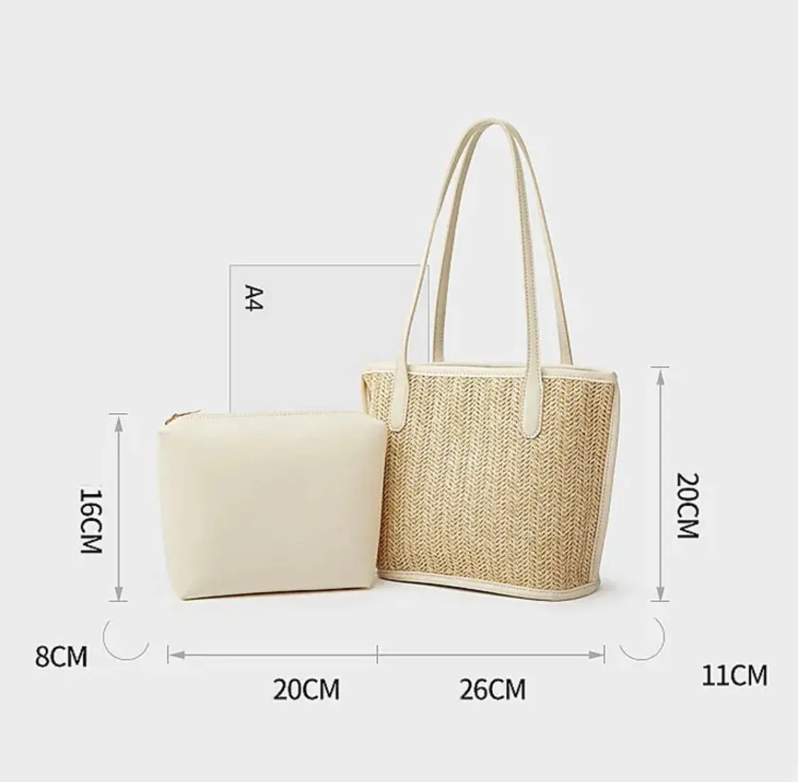 Straw Braided Bag with Inner Pouch