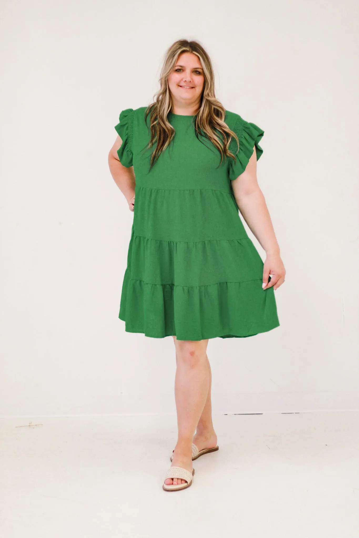 Sun-kissed Serenade Woven Dress in Green