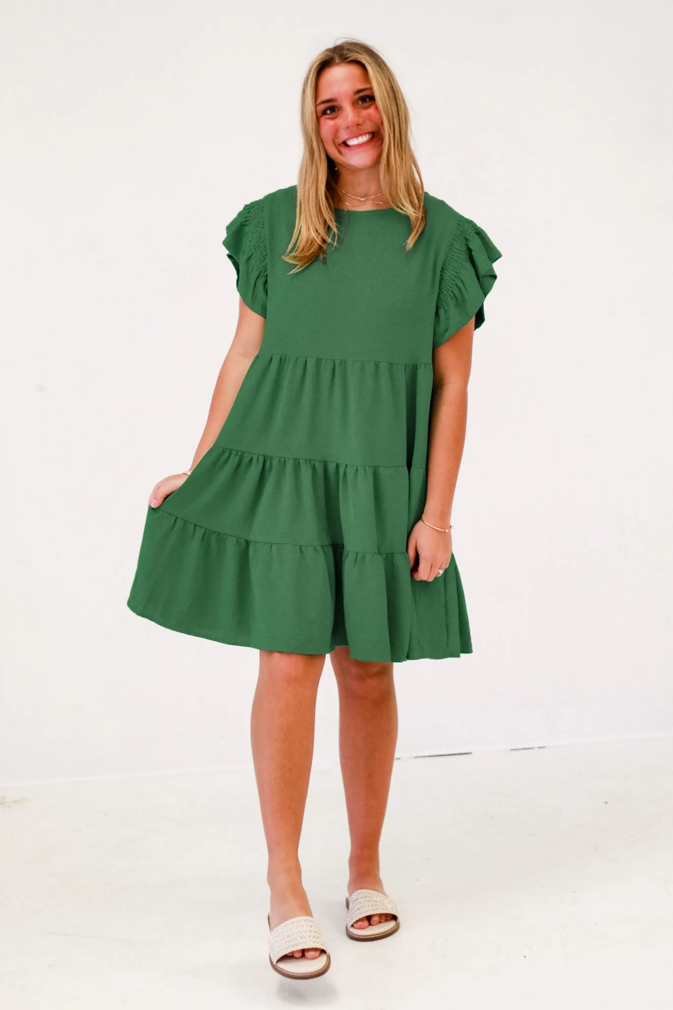 Sun-kissed Serenade Woven Dress in Green
