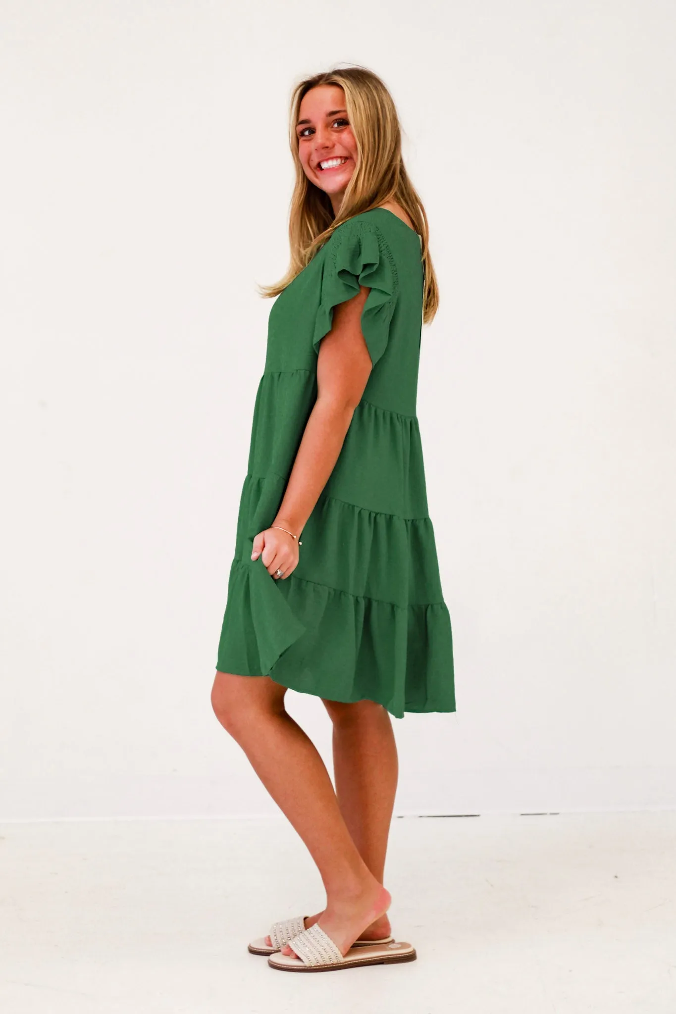 Sun-kissed Serenade Woven Dress in Green