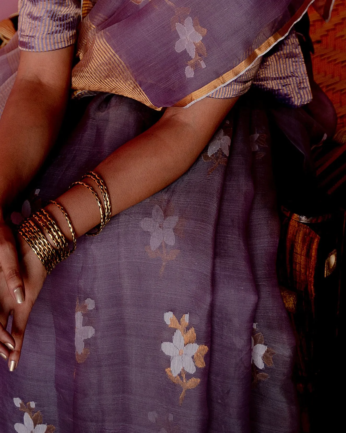 Suparna Som jamini sari 48 inch width by 5.5 meter length Mauve silk - delivery Time 8 weeks Festive 24 LOOK-26