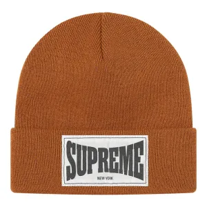 Supreme Woven Label Beanie- Rust