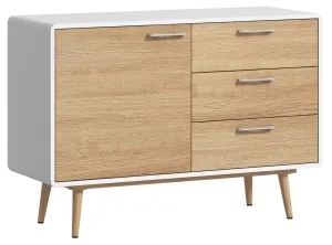 Sweden White & Oak One Door 3 Drawer Sideboard