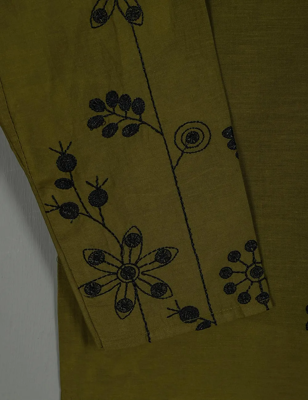 T20-058D-Moss - Seedhead - Cotton Embroidered Kurti