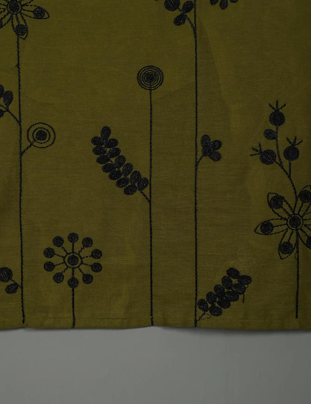 T20-058D-Moss - Seedhead - Cotton Embroidered Kurti